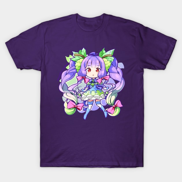 Grape Miku Hatsune chibi fruit T-Shirt by KawaiiDreamyPixie